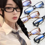 DAIIIBABYYY  -  Japanese Small Square Frame Glasses Women Retro Harajuku Eyeglasses Clear Reading Spectacle Blue Light Blocking Eyewears