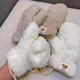 DAIIIBABYYY  -  Cute Bear Plush Warm Gloves Soft Winter Thick Fingerless Mittens Outdoor Riding Mittens With Rope Korean Warmer Hand Guards 2024