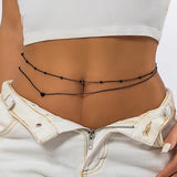 DAIIIBABYYY  -   Gothic Black Paint Double Layer Metal Waist Chain For Women Trendy Iron Bead Belly Chain Sexy Punk Summer Body Jewelry