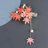 DAIIIBABYYY  -  New Chinese Style Yellow Ginkgo Leaf Pearl Tassel Hairpin Female Trendy Charms Hair Clip Bridal Wedding Jewelry Exquisite Gift