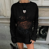 DAIIIBABYYY  -  Knitted Sweater Ripped Tops Women Fashion Sweatshirts 2024 Fall Winter Luxury Designer Clothes Girls Knit Fringe Elegant Tops