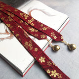 Daiiibabyyy Chinese Style Hanfu Headdress Hair Tie Ribbon Hair Rope Vintage Hair Band Bell Pendant Tassel Long Ribbon Women Girls Headwear