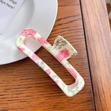 DAIIIBABYY  -  Korean Geometric Hollow-out 12.8CM Rectangular Grab Clip Simple Fashion Printing Plastic High Ponytail Large Shark Clip Female