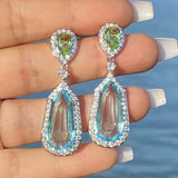 DAIIIBABYYY  -  2024 New High Quality Crystal Earrings Niche Design Sea Blue Zircon Wedding  Chic Ladies Dinner Jewelry Accessories