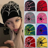 DAIIIBABYYY  -  Winter Women Men Warm Spider Web Pattern Knitted Beanies Hat Gothic Beanies Hats Autumn Skullcap Adult Colors Soft Unisex Caps