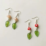 DAIIIBABYYY  -  mushroom earrings leaf Y2K Handmade