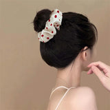 DAIIIBABYYY  -  2025 New Year Polka Dot White Red Scrunchies Student Girls Hair Ties Ropes Women Low Ponytail Holder Large Elastic Hair Bands