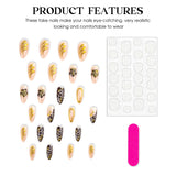 DAIIIBABYYY  -  2024 Brown Leopard print False Nails Retro Gold Flower Design Fake Nail Patch Full Cover Detachable French Almond Press on Nails