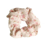 DAIIIBABYYY  -  Sweet Floral Large Scrunchies Ins Trendy Pink White Elastic Hair Bands Fresh Fairy Hair Accessories Summer New Hair Ties Ropes