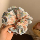 DAIIIBABYYY  -  Elastic Scrunchies Women Flower Hair Band Vintage Ponytail Holder Floral Hair Tie Fashion Hair Rubber Bands Hair Accessories