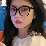 DAIIIBABYYY  -  Anti-blue Big Eyeglasses Frame Women Men Clear Lens Glasses Fake Glasses Irregular Optical Glasses Frame