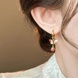 DAIIIBABYYY  -  Steel Fun Jewelry Retro Colorful Enamel Butterfly Earrings for Women Girl 2024 New Chinese Style Flower Tassel Drop Earring Gift