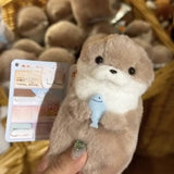 Daiiibabyyy Cute Otters Holding Fish Plush Doll Keyrings Lightweight Hanging Pendant Props For School Bag Key Wallet Doll Toy Gifts 12cm