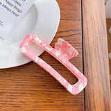 DAIIIBABYY  -  Korean Geometric Hollow-out 12.8CM Rectangular Grab Clip Simple Fashion Printing Plastic High Ponytail Large Shark Clip Female