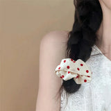 DAIIIBABYYY  -  2025 New Year Polka Dot White Red Scrunchies Student Girls Hair Ties Ropes Women Low Ponytail Holder Large Elastic Hair Bands