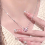 Daiiibabyyy New 925 Sterling Silver Luxury Zircon Sweet Heart Pendant Necklaces For Women Designer Jewelry Gift Female Jewelry Free Shipping