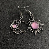 DAIIIBABYYY  - Fashion Bohemia Sun And Moon Earrings Silver Color Round Crystal Drop Earrings Women Female Boho Jewelry Gift For Her