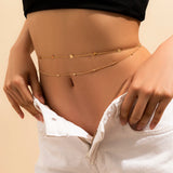 DAIIIBABYYY  -  Sexy Vintage Aesthetic Belly Chain Thin Beads Link Body Chain Waist Chain Belt Y2K Streetwear Summer Women Fashion Body Jewelry