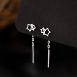 Daiiibabyyy 925 Sterling Silver Star Drop Earring for Women Girl Tassels Hollowing Out Versatile Jewelry Gift Dropshipping