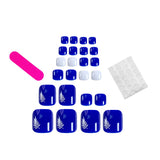 DAIIIBABYYY  -  24pcs/box Fake Toenails Deep Blue Artificial Press On Toenail Tips Full Cover Square False Toe Nails Summer Nail Art For Girls