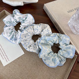 DAIIIBABYYY  -  2024 Sea Blue Polka Dot Scrunchies Fashion Gilrs Floral Plaid Large Intestine Hair Ties Ropes Women Sweet Versatile Rubber Bands