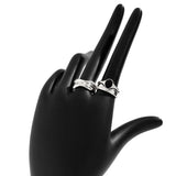 Daiiibabyyy 2Pcs Vintage Black Crystal Open Rings for Women Bilayer Irregular Line Geometric Punk Lady Finger Accessories Fashion Jewelry