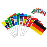 Daiiibabyyy 32 Countries Hand Waving Flag 10pcs QAT Hand Flag 14*21cm polyester Small Hand Waving Flag With Plastic Flagpole for Decoration