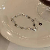 DAIIIBABYYY  -  Korean Fashion Zircon Heart Link Ins Bracelet for Women Sweet Girls Hollow Out Y2K Butterfly Chain Bracelet Party Jewelry Gifts