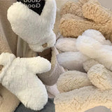 DAIIIBABYYY  -  Cute Bear Plush Warm Gloves Soft Winter Thick Fingerless Mittens Outdoor Riding Mittens With Rope Korean Warmer Hand Guards 2024