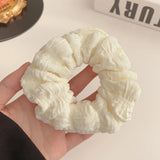 DAIIIBABYYY  -  New Solid Color Bubble Wrinkle Soft Scrunchies Women Hair Ties White Simple Large Elastic Hair Bands Fashion Green Headwear 10CM