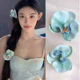 DAIIIBABYYY  -  New Pearl Flower Hair Clip Cute Cloth Butterfly Orchid Orchid Flower Hairpin Duckbill Clip Korean Style Seaside Girl Hair Clip