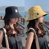 Daiiibabyyy Summer Korean Version Of The Trendy Fisherman Hat Women's Sunscreen UV Protection Sun Hat Japanese All-Match Double-Sided Sunhat