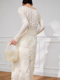 DAIIIBABYYY  -  High End White Dress For Women'S Spring Style French Design, With A Super Beautiful Long Skirt Underneath