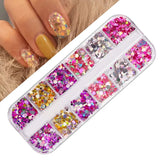 Daiiibabyyy Nail Sequins Irregular Heart Laser Sparkly Butterfly Design Nail Art Decoration Set Nail Glitter Flakes for UV Gel Manicure