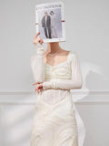 DAIIIBABYYY  -  High End White Dress For Women'S Spring Style French Design, With A Super Beautiful Long Skirt Underneath