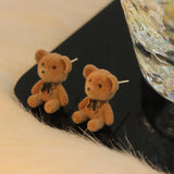 Daiiibabyyy Fashion Cute Plush Bear Pendant Necklace Women Korean Bear Long Sweater Neck Chain Necklaces Party Jewelry Gift