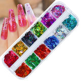 Daiiibabyyy Nail Sequins Irregular Heart Laser Sparkly Butterfly Design Nail Art Decoration Set Nail Glitter Flakes for UV Gel Manicure