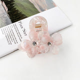 DAIIIBABYYY  -  Summer New Delicate 6CM Rhinestone Flowers Hair Clip Simple Fashion Acetate Shark Clip Hair Accessories For Graceful Lady