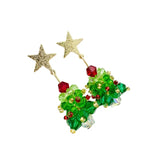 DAIIIBABYYY  -  2024 New Hot Sales Green Crystal Christmas Tree Earrings For Women&Girls Luxury Exquistie Charm Earrings Christmas Holiday Gift