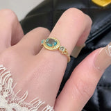 Daiiibabyyy 925 Sterling Silver Blue Crystal Ring for Women Girl Hollowing Out Simplicity Engagement Jewelry Gift Dropshipping