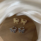 DAIIIBABYYY  -  New Fashion Vintage Metal Hollow Butterfly Ear Clips For Women Girls Cute No Piercing Fake Cartilage Ear Jewelry Party Gifts