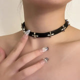 DAIIIBABYYY  - New Vintage Gothic Black Necklace for Women Fashion Punk Leather Choker Dark Collar Chain Trendy Jewelry Cool Y2K Accessories