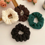 DAIIIBABYYY  -  New Solid Color Bubble Wrinkle Soft Scrunchies Women Hair Ties White Simple Large Elastic Hair Bands Fashion Green Headwear 10CM