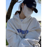 DAIIIBABYYY  -  Womens Clothing Grey Vintage Street Sweatshirt Hoodie Letter Printing Long Sleeves Casual Warm Oversize Baggy Ladies Tops Autumn