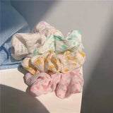 DAIIIBABYYY  -  Sweet Floral Large Scrunchies Ins Trendy Pink White Elastic Hair Bands Fresh Fairy Hair Accessories Summer New Hair Ties Ropes