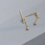 Daiiibabyyy Cute Star Beads Tassel Stud Earrings Women Gold Plated Small Fresh Jewelry Zircon Earrings