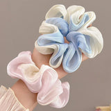 DAIIIBABYYY  -  Gradient Color Pink Blue Scrunchies Sweet Mesh Hair Ties Ropes Women College Student Oversized Hair Bands Cute Ponytail Headwear