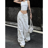 DAIIIBABYYY  -  Summer White Womens Jeans High Waist Baggy Casual Vintage Y2K Trend Straight Cargo Pants Street American Wide Leg Denim Trouser