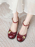 DAIIIBABYYY   -  Solid French Vintage Mary Janes Shoes Women Bow-knot Sweet Elegant Pumps Shoes Female Heart-shape Korean Fashion Shoes 2024 New