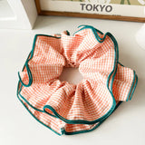 DAIIIBABYYY  -  Oversized Niche Design Vintage Plaid Large Bowel High Elastic Hair Rope  Fashion Ballet Style Scrunchie Ruffled Headpiece